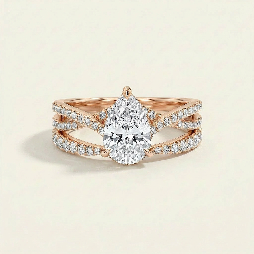Moissanite 4.30 CT Pear Cut Diamond Solitaire Ring