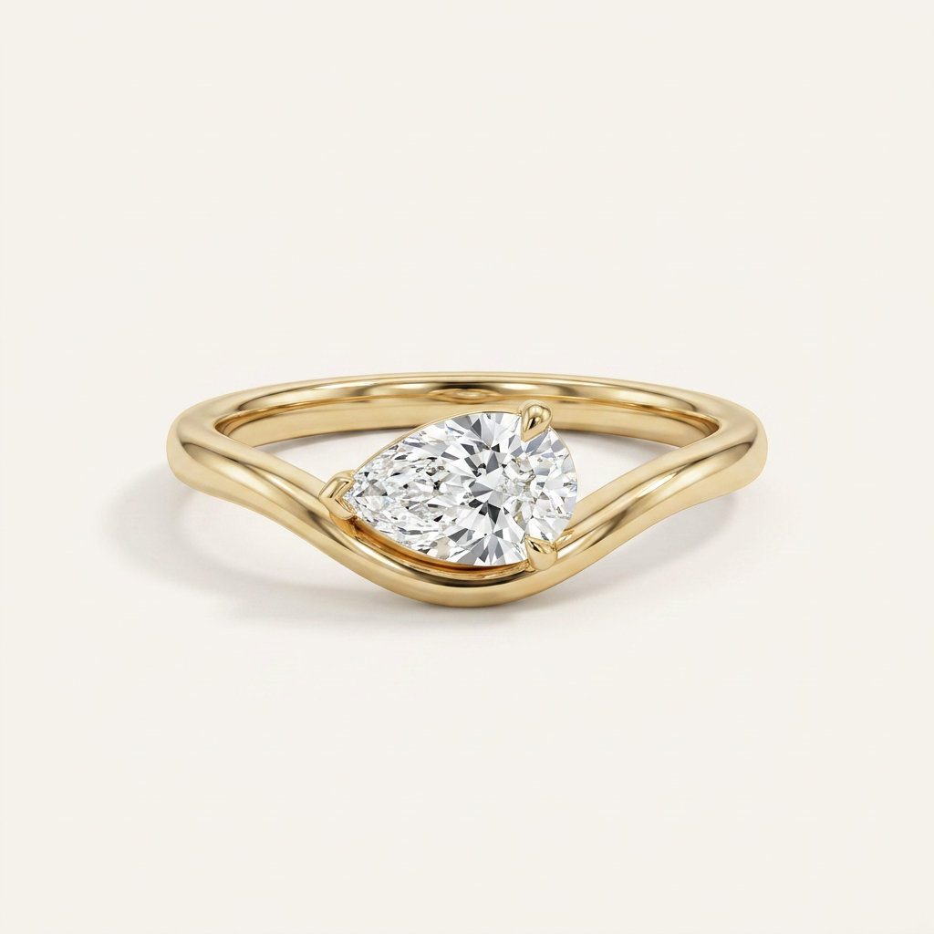 Lab Grown 3.00 CT Pear Cut Diamond Solitaire Ring