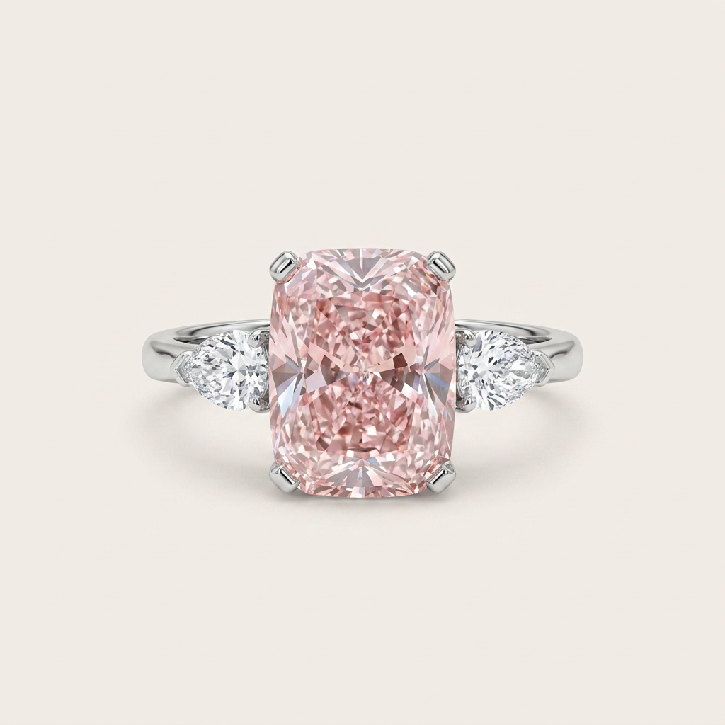 Lab Grown 5.00 CT Cushion Cut Diamond Three Stone Ring