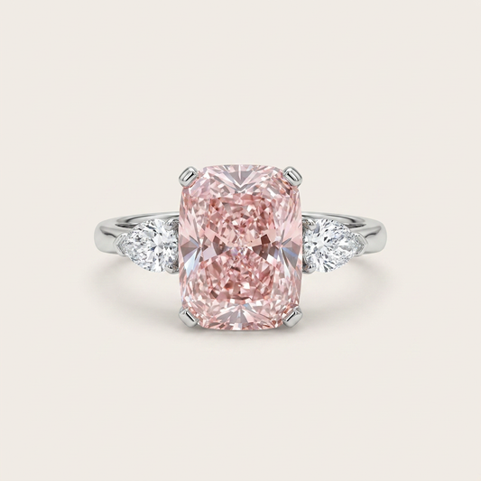 Lab Grown 5.00 CT Cushion Cut Diamond Three Stone Ring