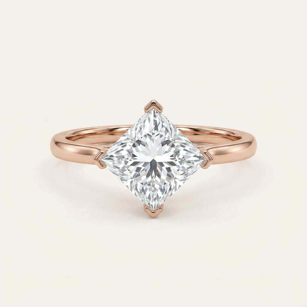 Moissanite 2.53 CT Princess Cut Diamond Solitaire Ring
