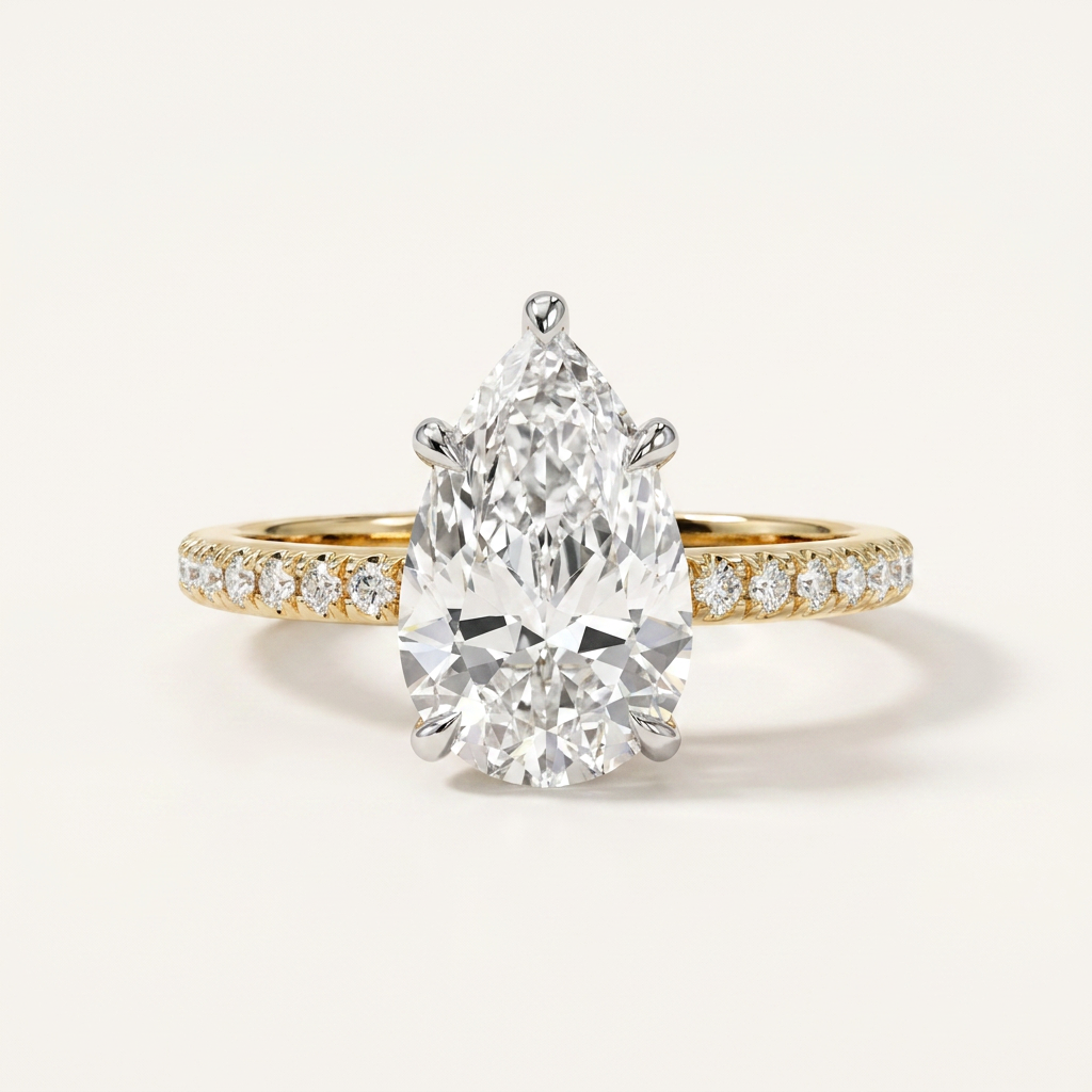 Moissanite 3.42 CT Pear Cut Diamond Solitaire Ring