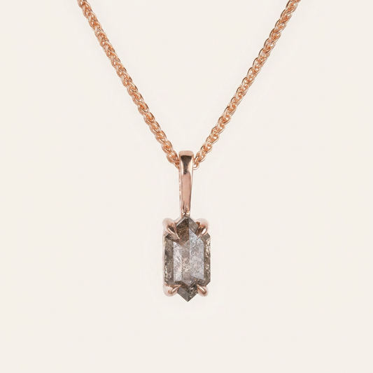 0.64 CT Hexagon Cut Salt and Pepper Diamond Necklace