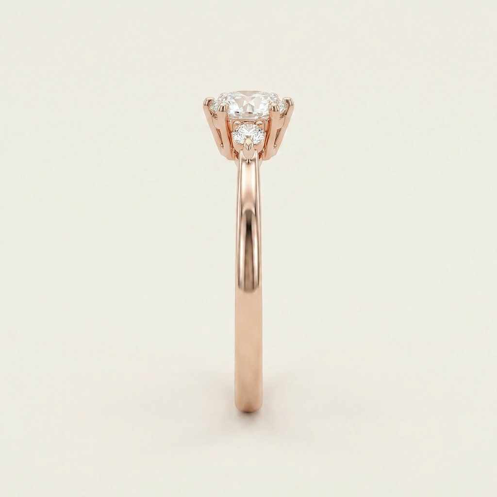 Lab Grown 0.80 CT Round Cut Diamond Three Stone Ring
