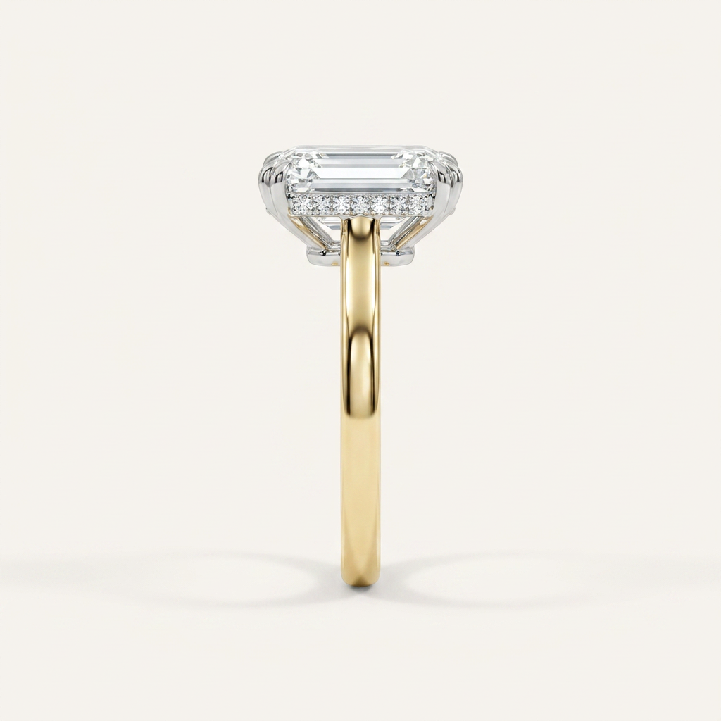 Moissanite 2.00 CT Emerald & Round Cut Diamond Solitaire Ring