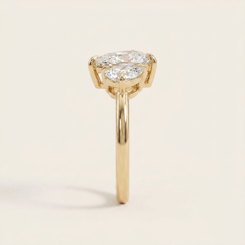 Moissanite 2.05 CT Pear Cut Diamond Toi Et Moi Ring