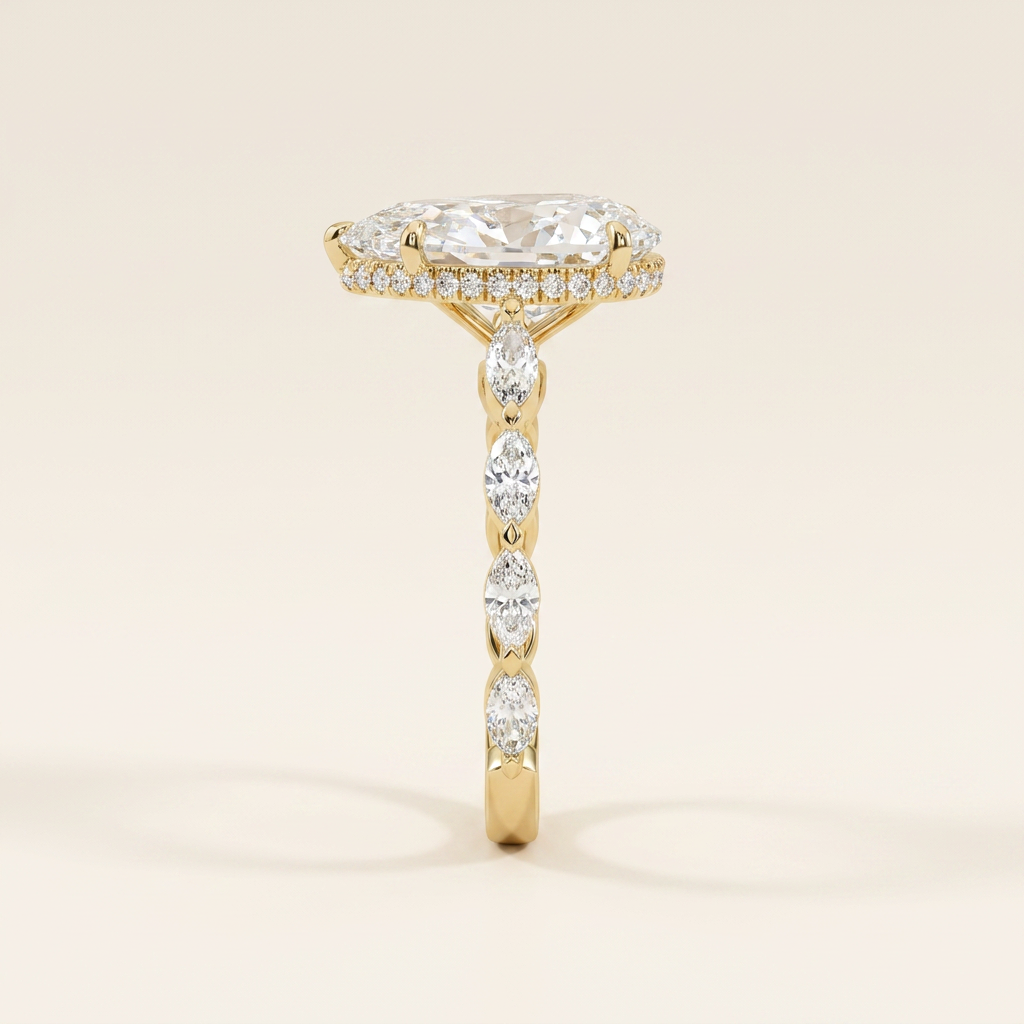 Moissanite 3.10 CT Pear Cut Diamond Solitaire Ring