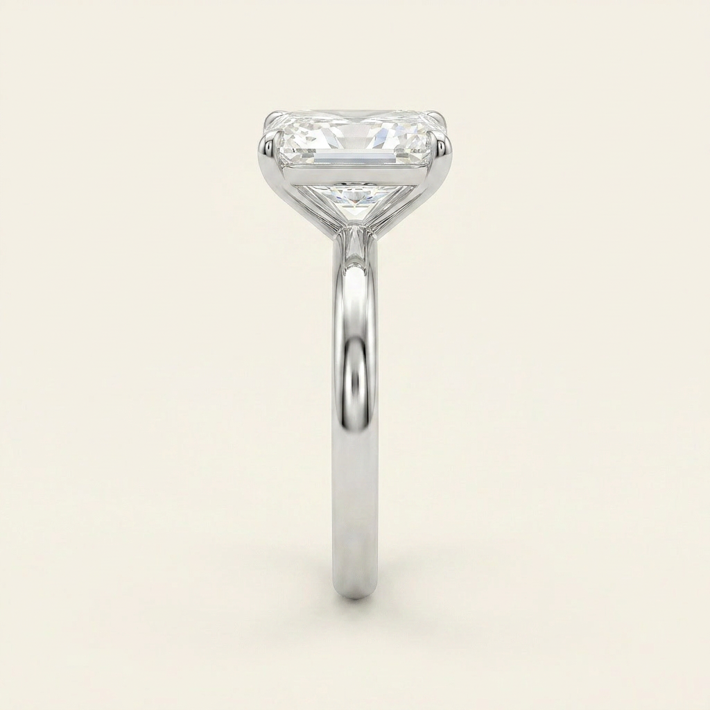 Moissanite 3.10 CT Radiant Cut Diamond Solitaire Ring (V-Moisaanite)