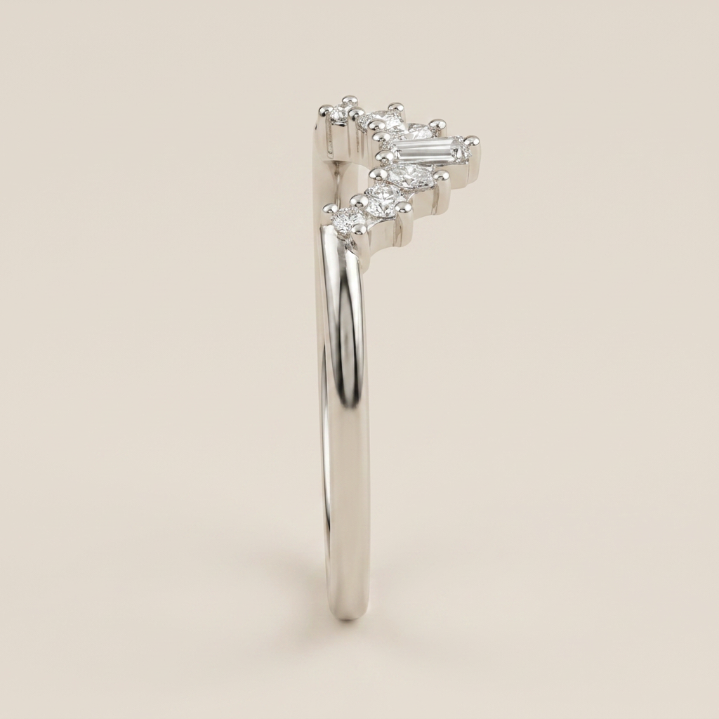 Moissanite 0.26 CT Marquise & Baguette Cut Diamond Ring