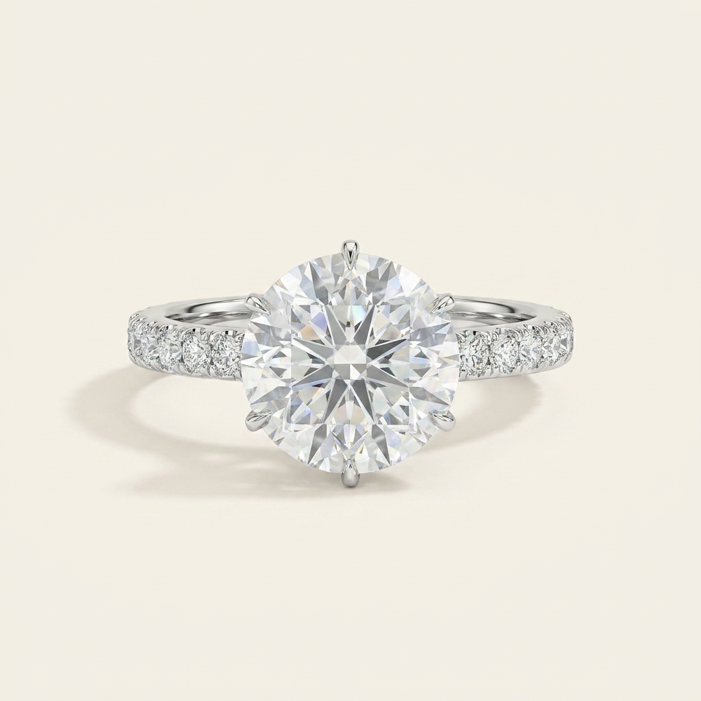 Moissanite 2.20 CT Round Cut Diamond Solitaire Ring