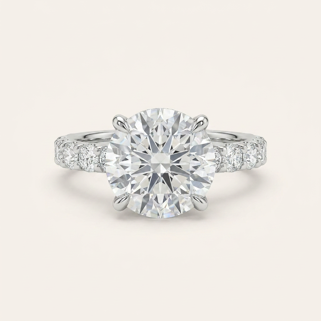 Moissanite 3.60 CT Round Cut Diamond Solitaire Ring
