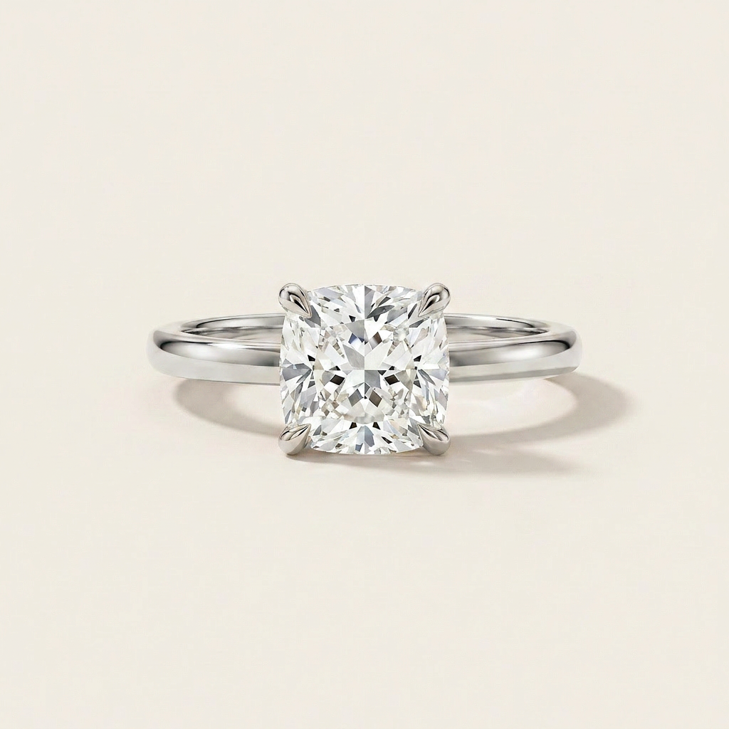 Moissanite 3.00 CT Cushion Cut Diamond Dainty Solitaire Ring