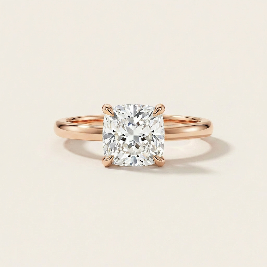 Moissanite 3.00 CT Cushion Cut Diamond Dainty Solitaire Ring