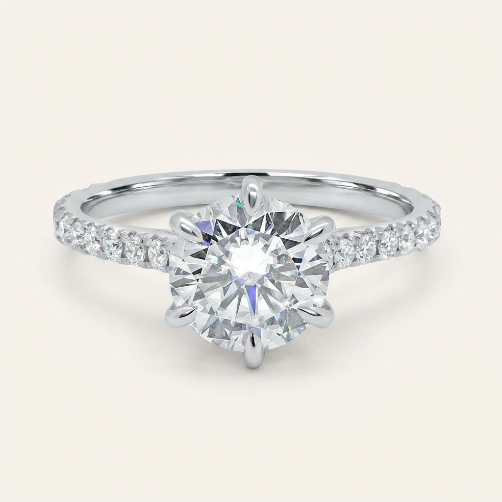 Moissanite 1.35 CT Round Cut Diamond Solitaire Ring