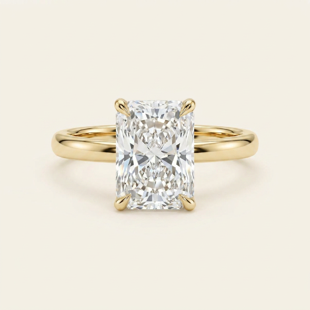 Moissanite 2.10 CT Radiant Cut Diamond Solitaire Ring