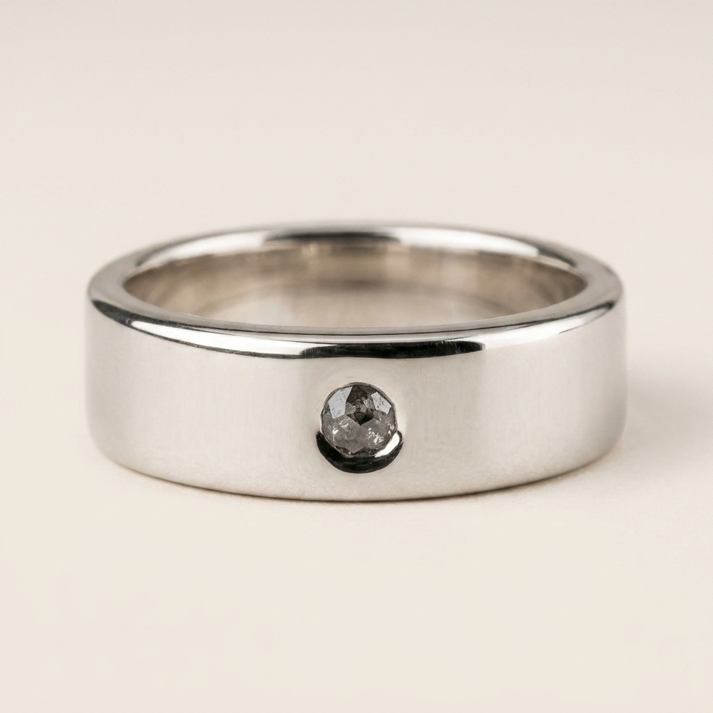 Natural Salt & Pepper 0.10 CT Round Cut Victorian Diamond Band
