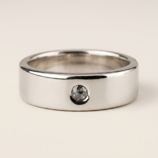 0.10 CT Round Cut Salt and Pepper Diamond Ring (V1)
