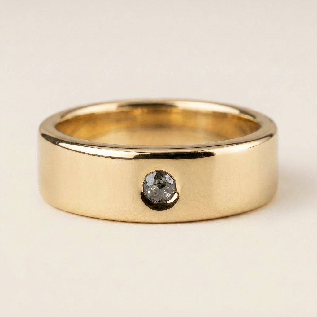 Natural Salt & Pepper 0.10 CT Round Cut Victorian Diamond Band