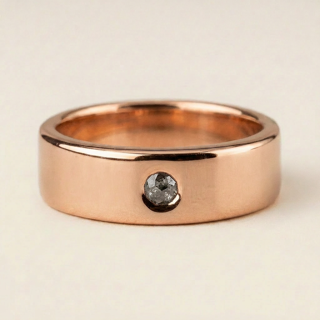 Natural Salt & Pepper 0.10 CT Round Cut Victorian Diamond Band