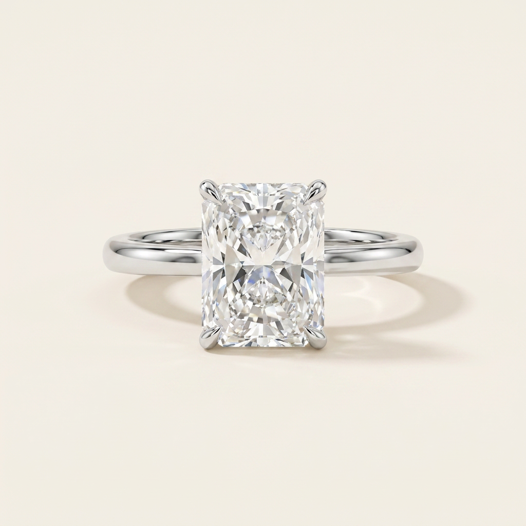 Moissanite 1.67 CT Radiant Cut Diamond Solitaire Ring