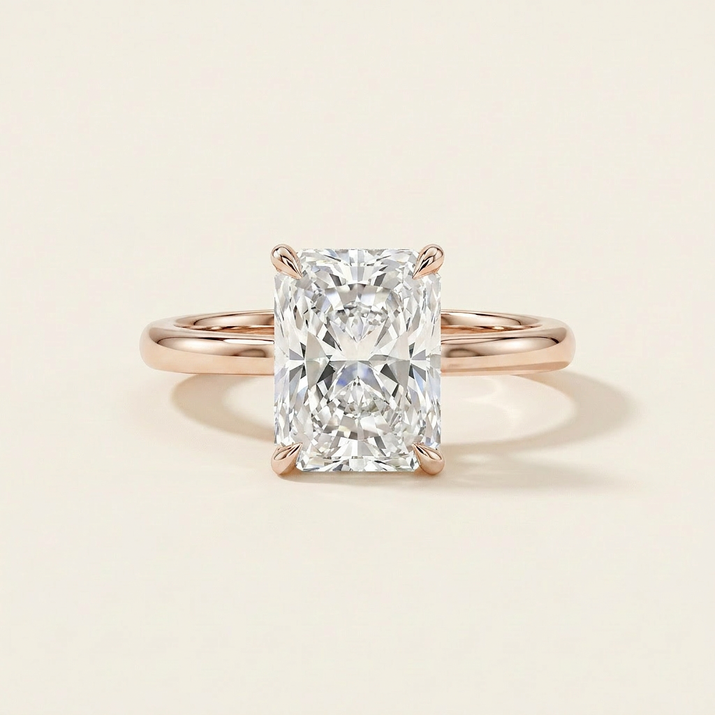 Moissanite 1.67 CT Radiant Cut Diamond Solitaire Ring