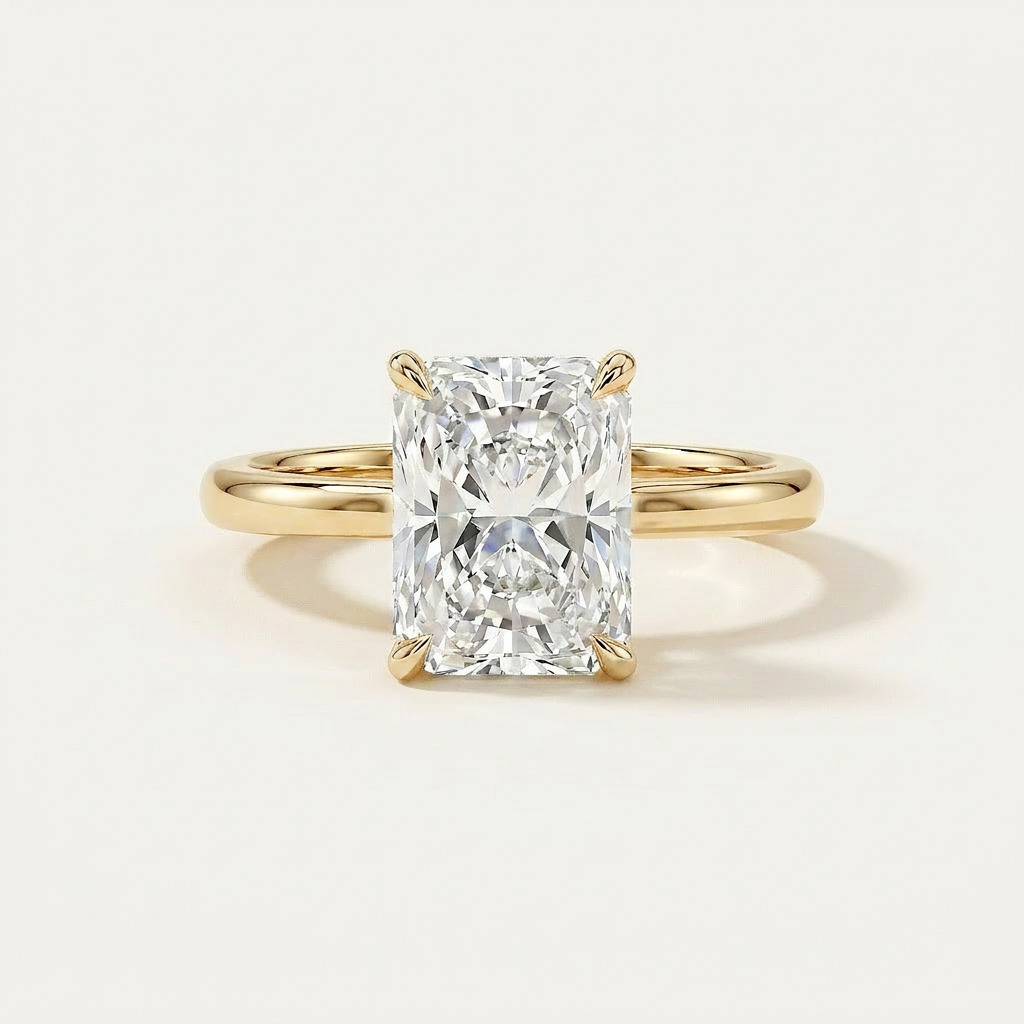 Moissanite 1.67 CT Radiant Cut Diamond Solitaire Ring