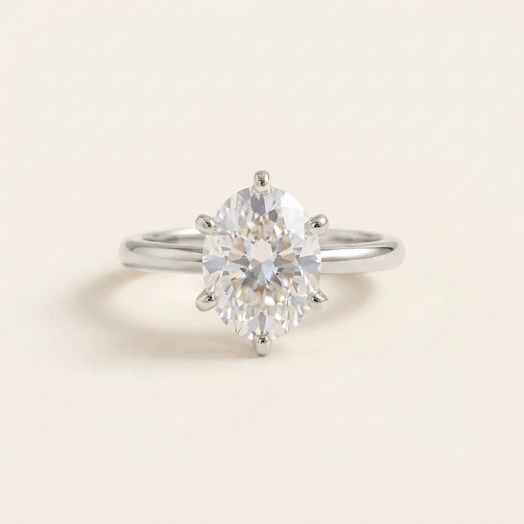 Moissanite 3.00 CT Oval Cut Solitaire Ring