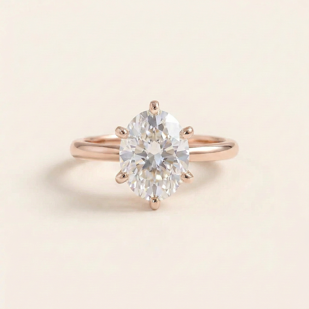 Moissanite 3.00 CT Oval Cut Solitaire Ring