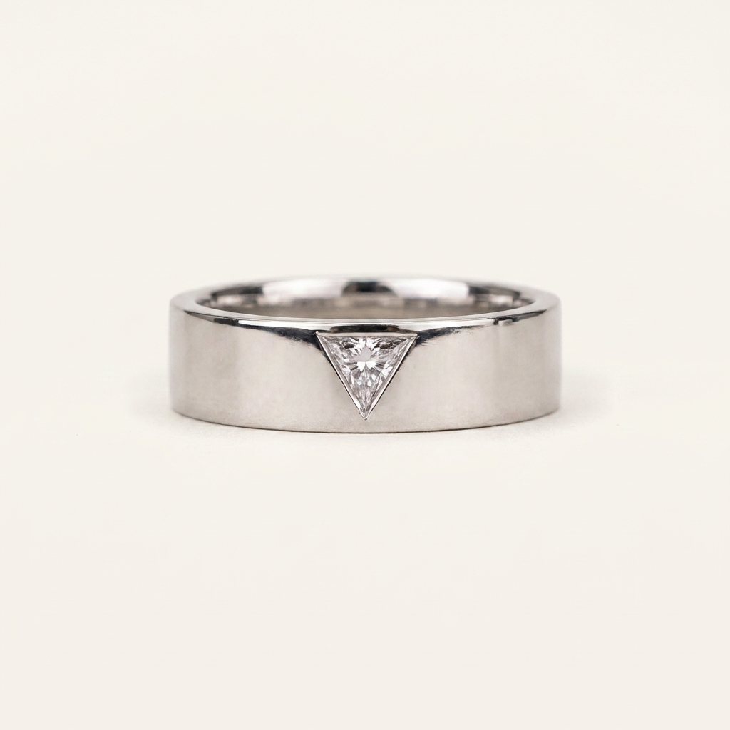 0.10 CT Triangle Cut Salt and Pepper Diamond Ring (V1)