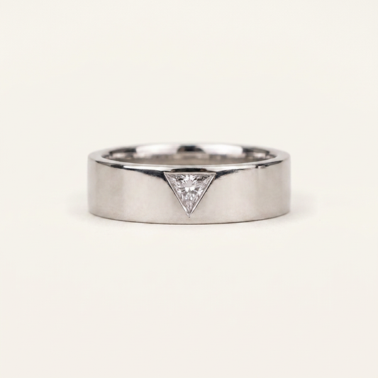0.10 CT Triangle Cut Salt and Pepper Diamond Ring (V1)