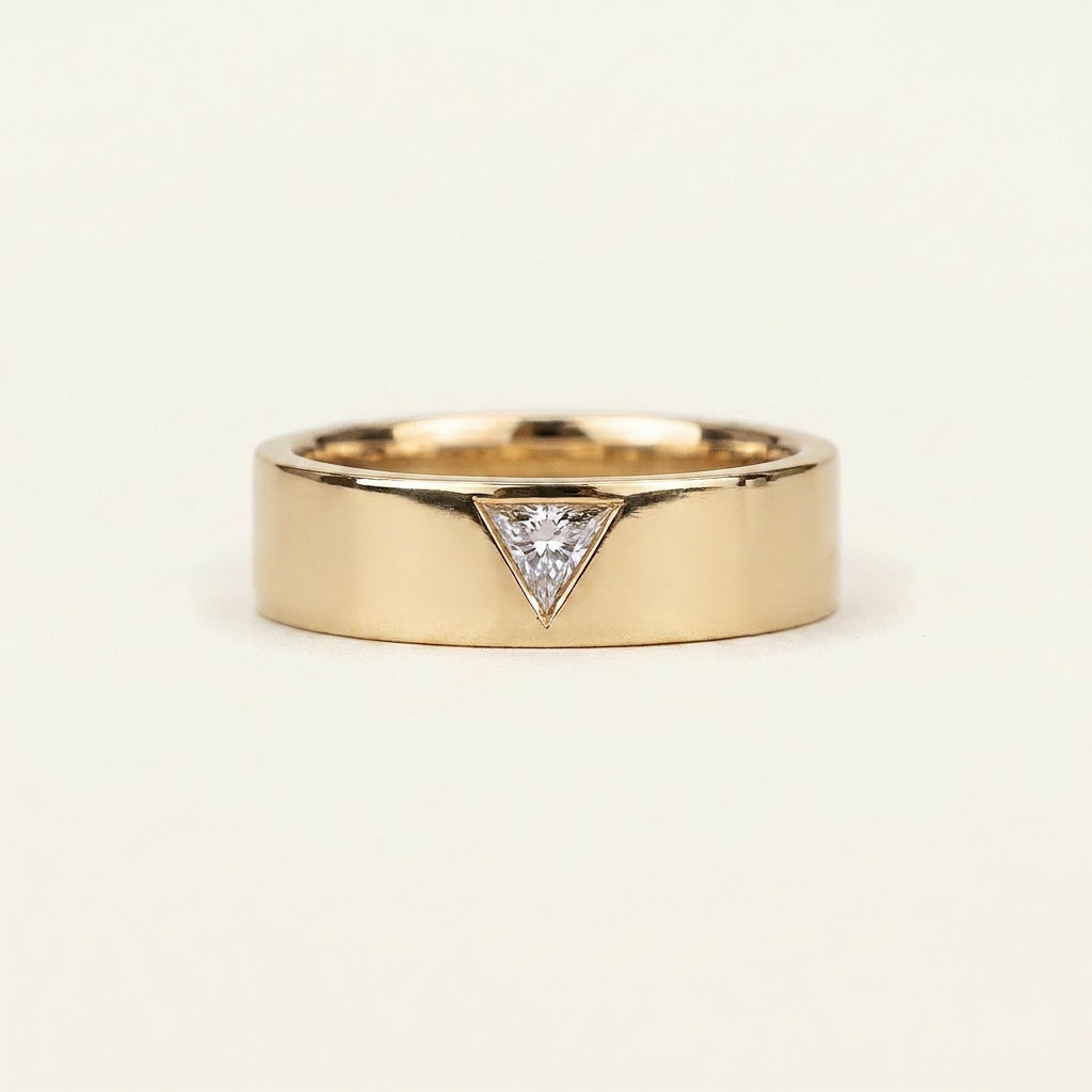 0.10 CT Triangle Cut Salt and Pepper Diamond Ring (V1)