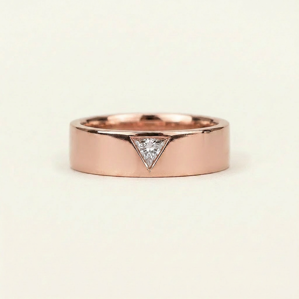 0.10 CT Triangle Cut Salt and Pepper Diamond Ring (V1)