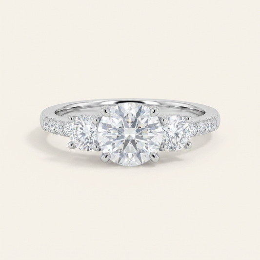 Moissanite 1.60 CT Round Cut Diamond Three Stone Ring