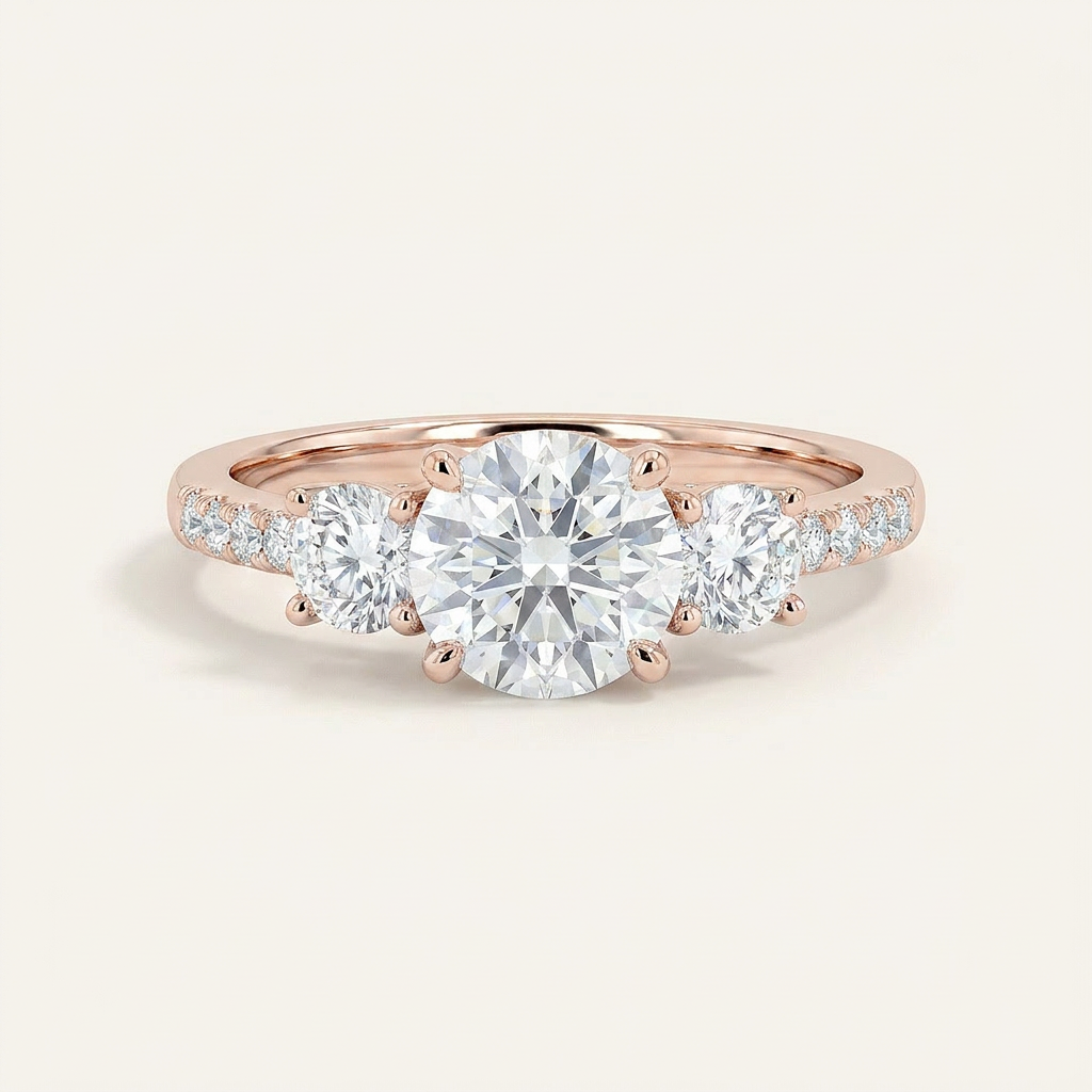 Moissanite 1.60 CT Round Cut Diamond Three Stone Ring