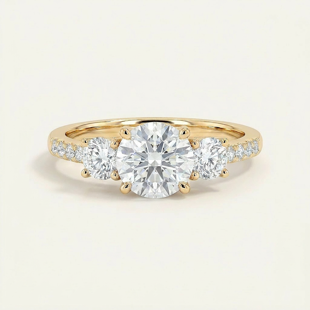 Moissanite 1.60 CT Round Cut Diamond Three Stone Ring