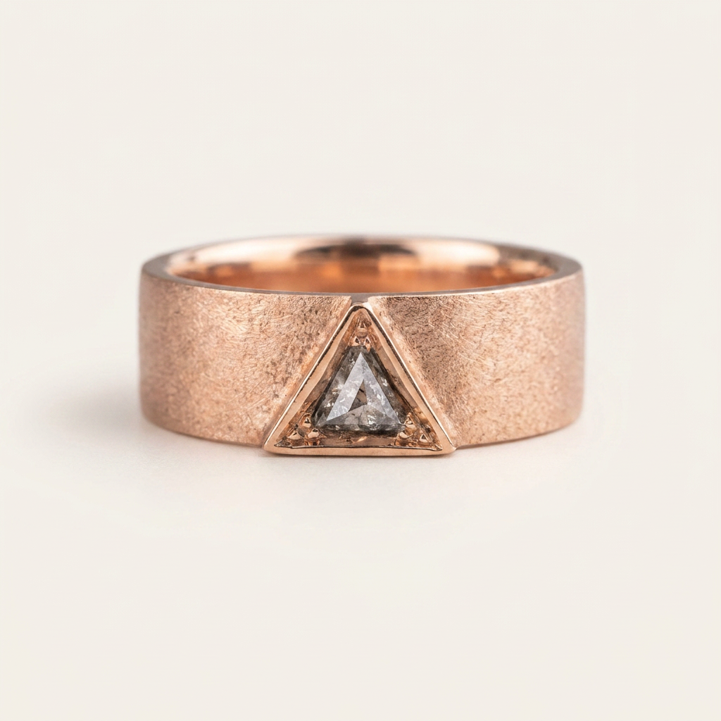0.05 CT Triangle Cut Salt and Pepper Diamond Ring (V-Pepper)