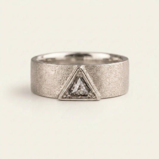 0.05 CT Triangle Cut Salt and Pepper Diamond Ring (V-Pepper)