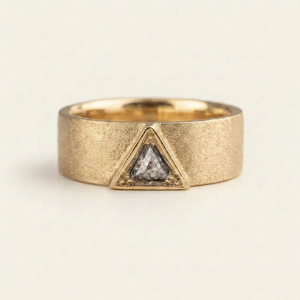 0.05 CT Triangle Cut Salt and Pepper Diamond Ring (V-Pepper)