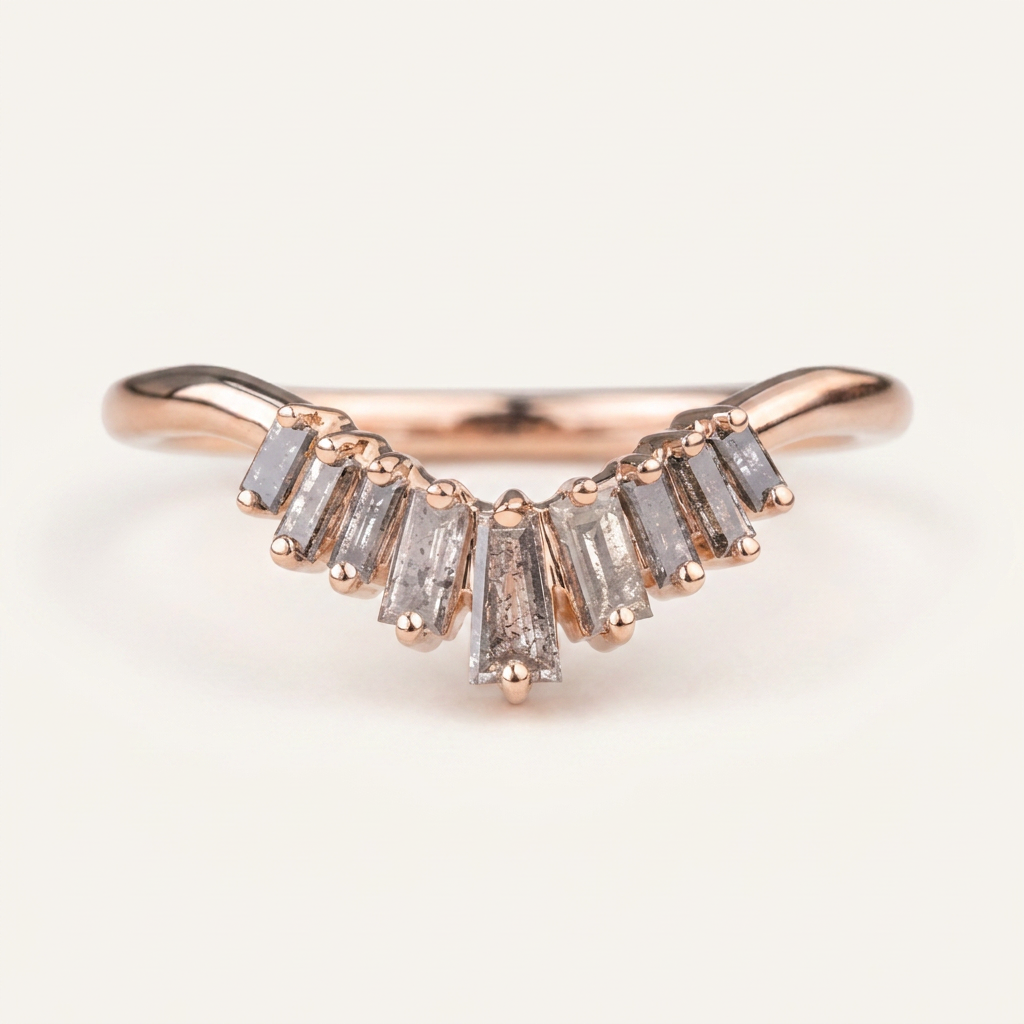 0.30 CT Baguette Cut Salt and Pepper Diamond Band