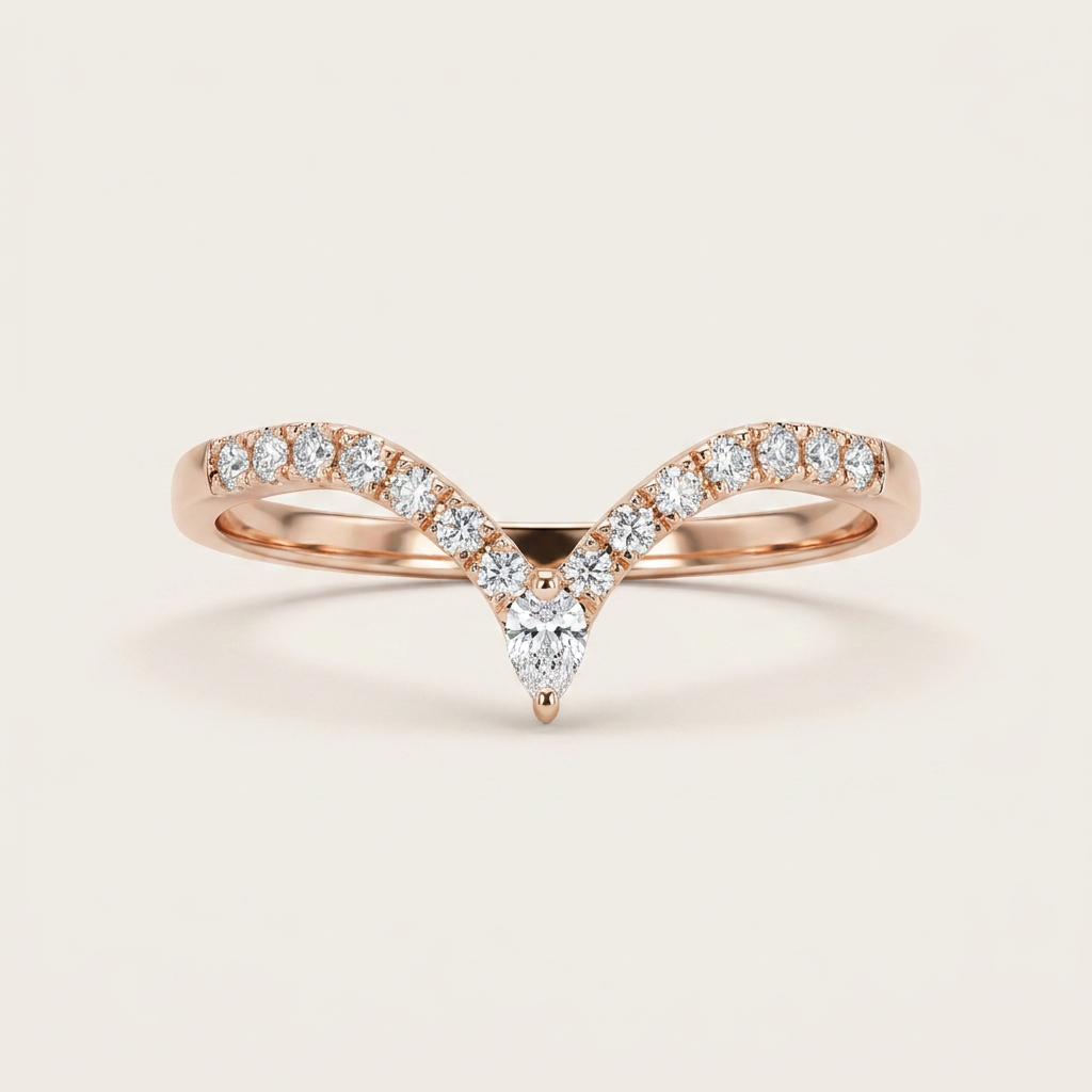 Moissanite 0.22 CT Pear & Round Cut Diamond Ring