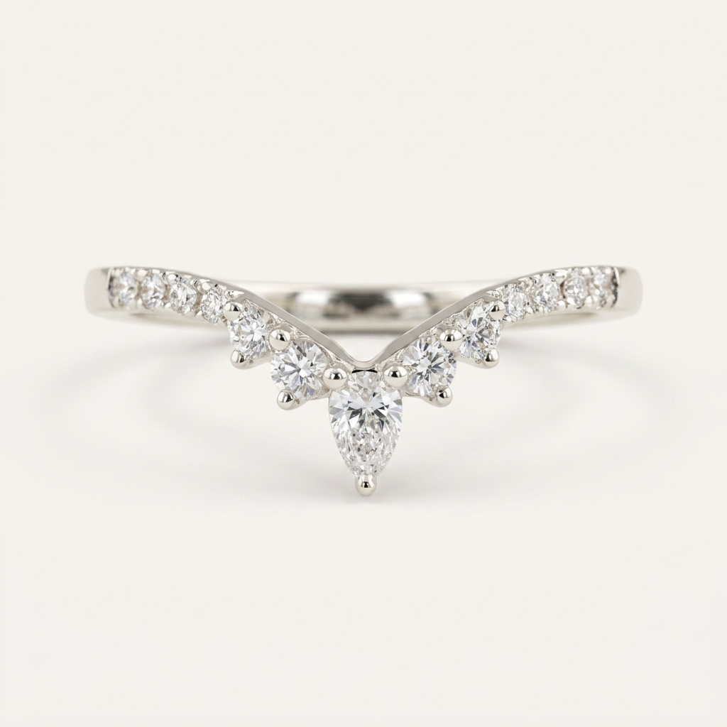 Moissanite 0.32 CT Pear & Round Cut Diamond Ring