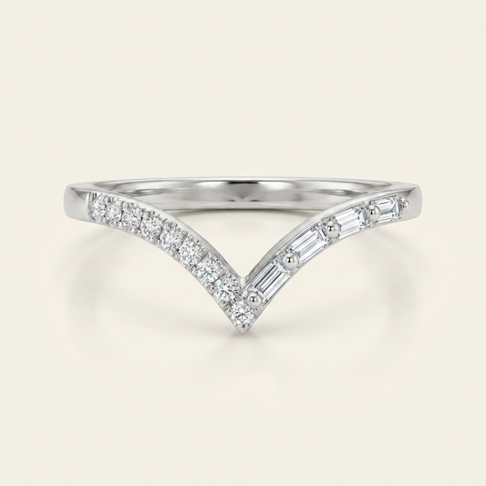 Moissanite 0.25 CT Baguette & Round Cut Diamond Ring (V-Artdeco)