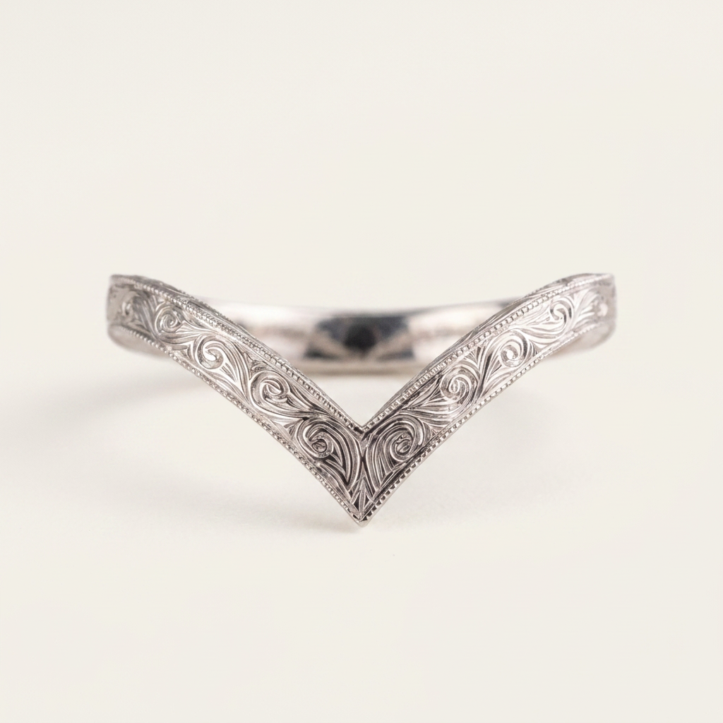 Minimalist V-Shape Plain Wedding Band