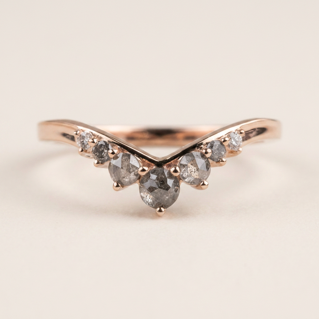 0.35 CT Round Cut Salt and Pepper Diamond Ring