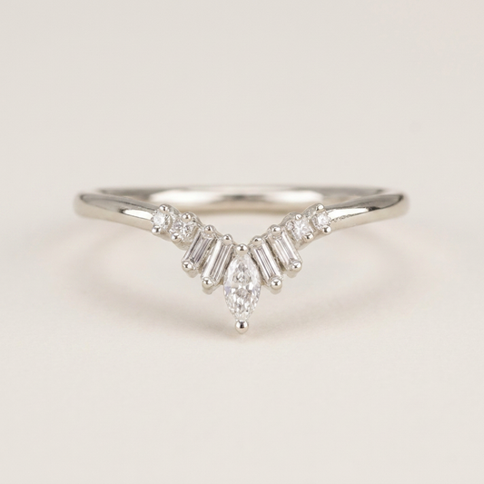 Moissanite 0.20 CT Marquise & Baguette Cut Diamond Ring