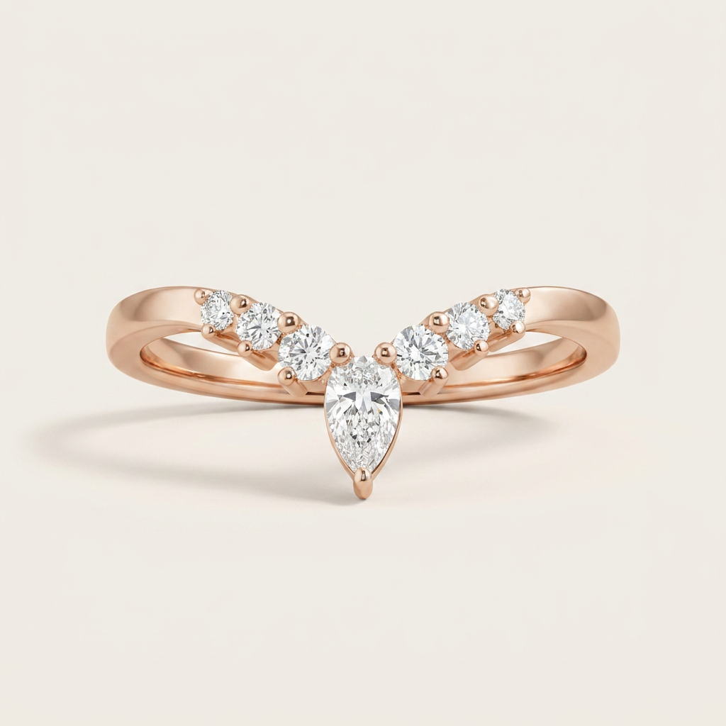 Moissanite 0.36 CT Pear & Round Cut Diamond Ring