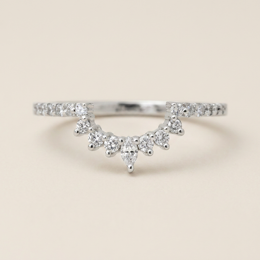 Moissanite 0.25 CT Marquise & Round Cut Diamond Ring (V-Minimalist)