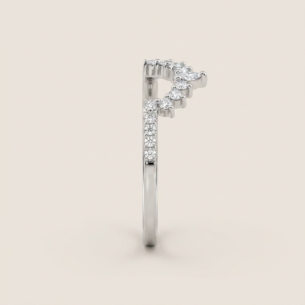 Moissanite 0.25 CT Marquise & Round Cut Diamond Ring (V-Minimalist)