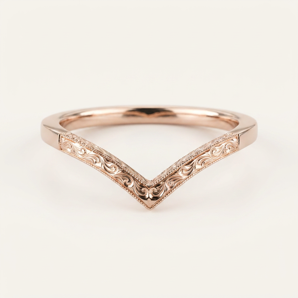 Vintage V-Shape Plain Wedding Band