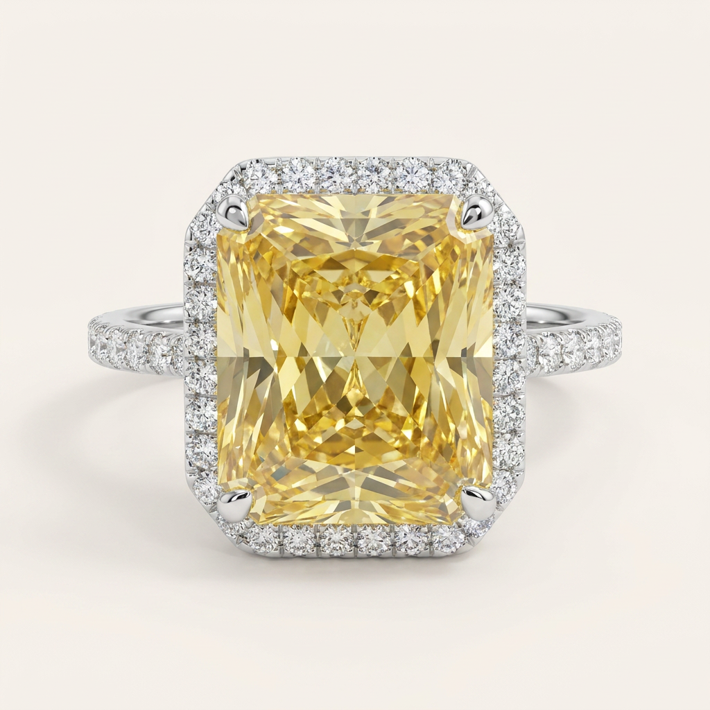 Moissanite 2.50 CT Radiant Cut Diamond Halo Ring